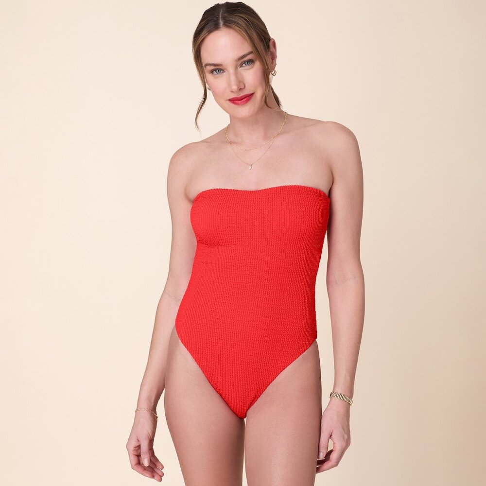 Andie The Kauai One Piece - Seersucker - Firecracker - Classic Size SFIRECRACKER